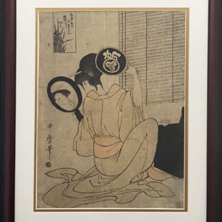 Takashima Ohisa Using Two Mirrors to Observe Her Coiffure - Kitagawa Utamaro
