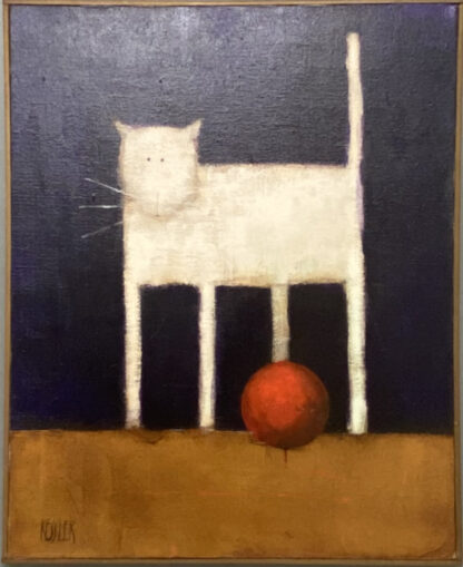 White Cat With Red Ball - Daniel Kessler