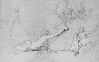 Study for "The Siege of Gibraltar": Figure Reaching; Sprawling Figures; Cheering Group; Dying Sailors