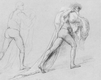 Study for "The Surrender of the Dutch Admiral De Winter to Admiral Duncan, October 11, 1797": Two Studies of a Man with a Sail or Flag