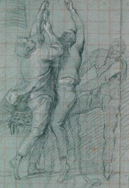 Study for "The Surrender of the Dutch Admiral De Winter to Admiral Duncan, October 11, 1797": Three Figures Raising the Colors