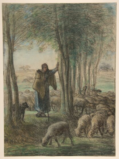 A Shepherdess and Her Flock in the Shade of Trees